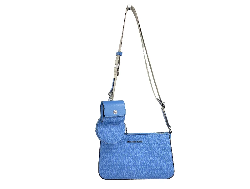 Michael Kors Michael Kors Jet Set Signature PVC Crossbody Tech Attachment Bag Purse Women's blue