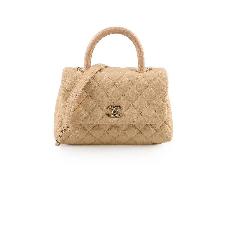 Chanel Coco Handle Small Beige Lizard Handle- Series 30