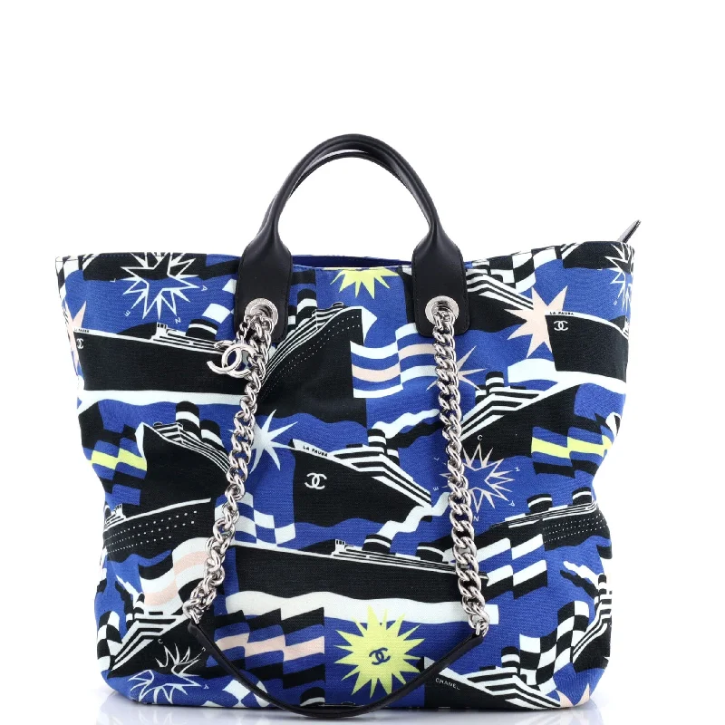 La Pausa Bay Shopping Tote Printed Canvas Large