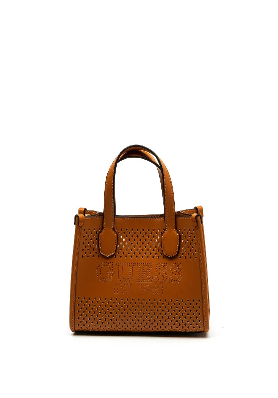 Guess Katey Perf Mini Tote, Cognac