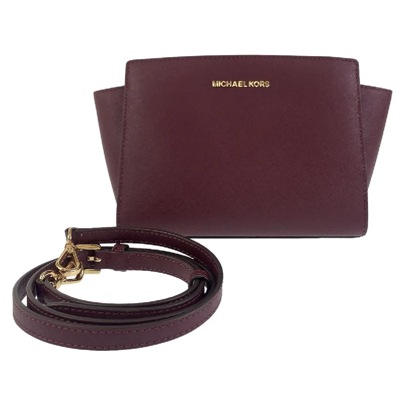 Michael Kors Leather Shoulder Bag Wine Red