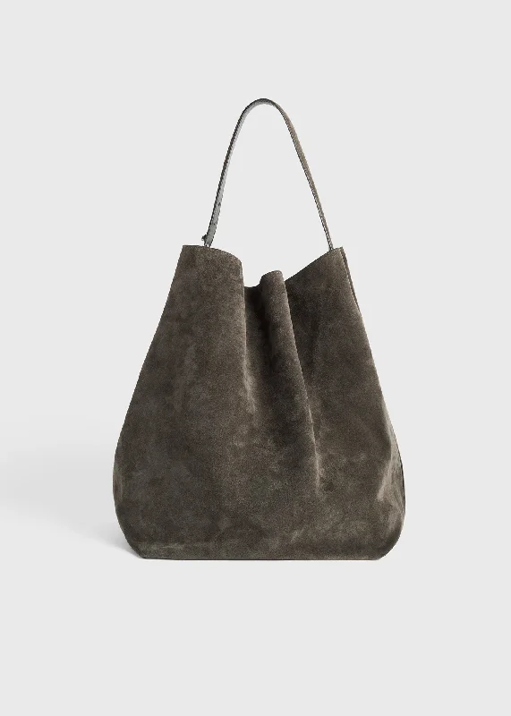 Belted suede tote granite