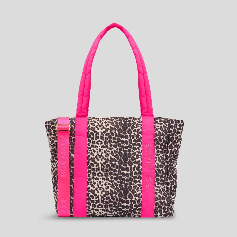 Everyday Nylon Tote -- Neon Pink/Leopard