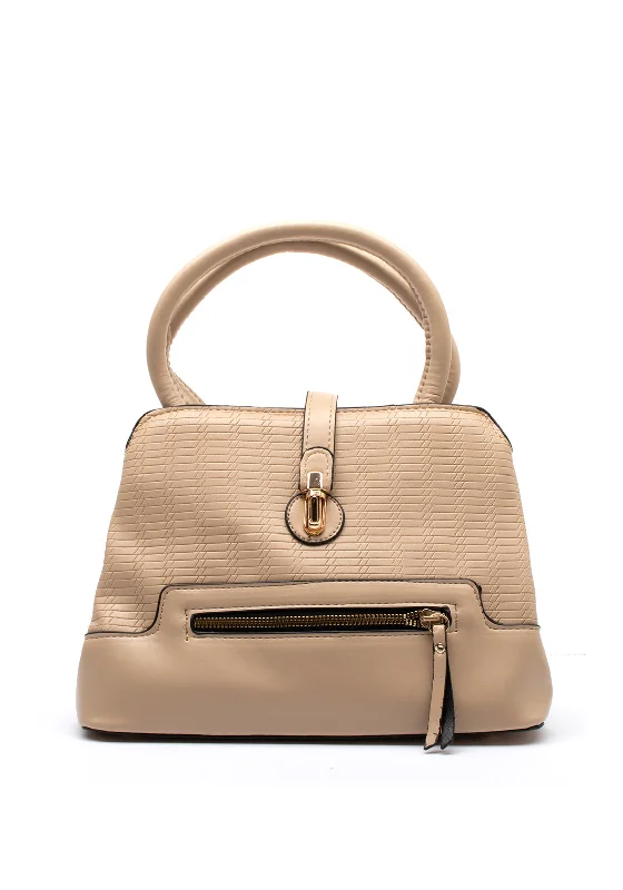 Zen Collection Textured Faux Leather Grab Bag, Khaki