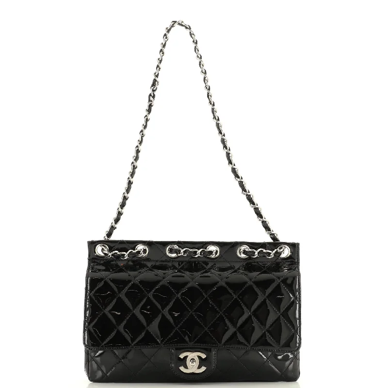 Chain Through Flap Bag Quilted Patent Jumbo