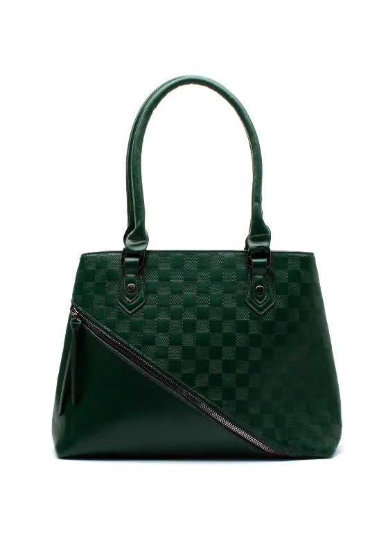 Zen Collection Checkered Shoulder Bag, Green