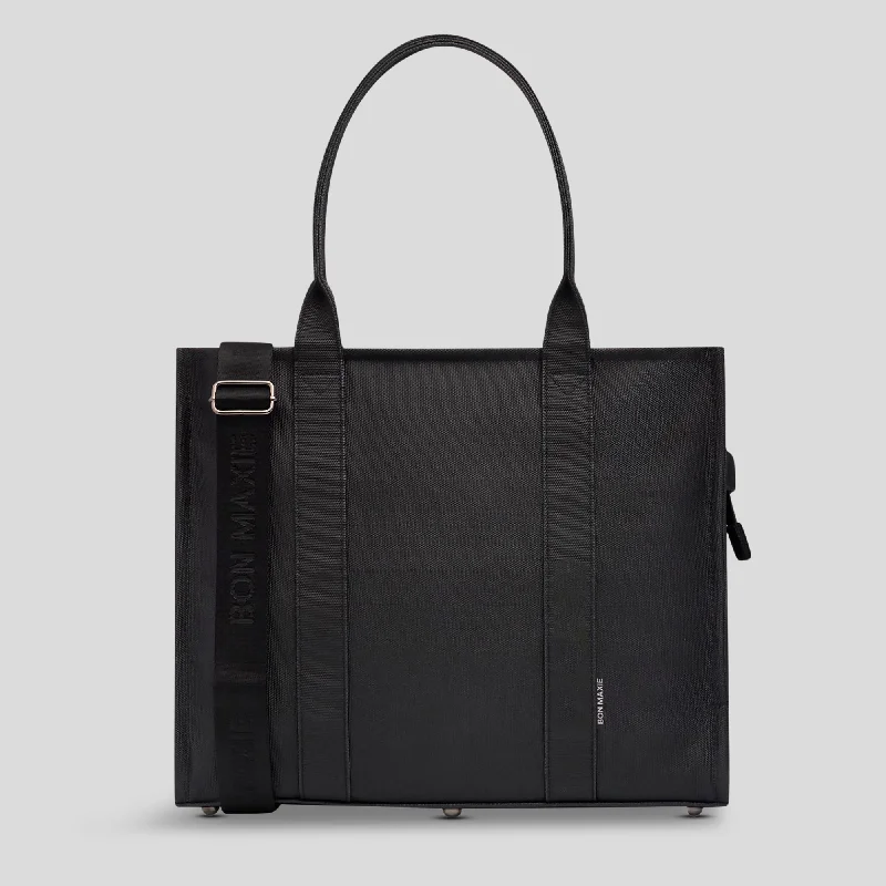 Large Bon Vivant Structured Tote Bag -- Black