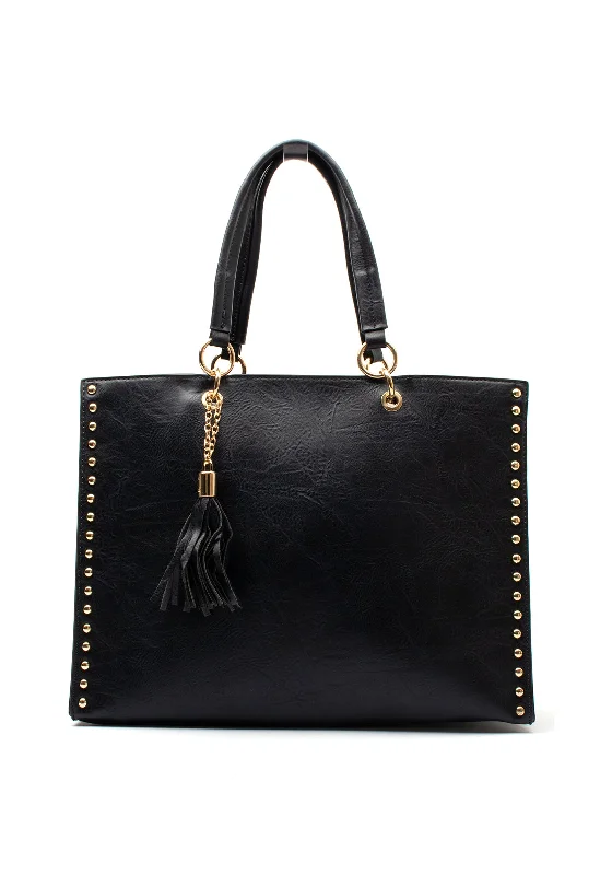 Zen Collection Stud Detail Shoulder Bag, Navy