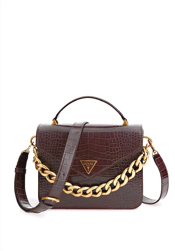 Guess Retour Top Handle Crossbody Bag, Merlot Python Print