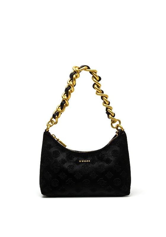 Guess Kimi Velvet Mini Zip Shoulder Bag, Black