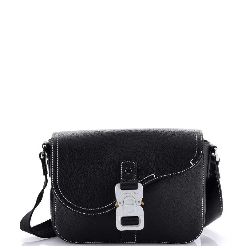 Saddle Buckle Flap Messenger Bag Leather Mini