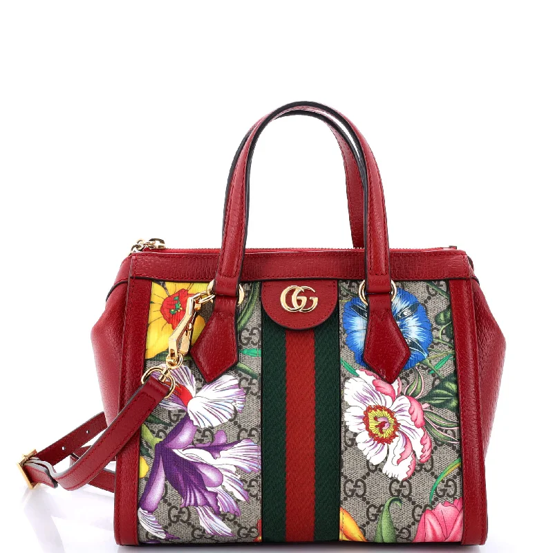 Ophidia Top Handle Tote Flora GG Coated Canvas Small