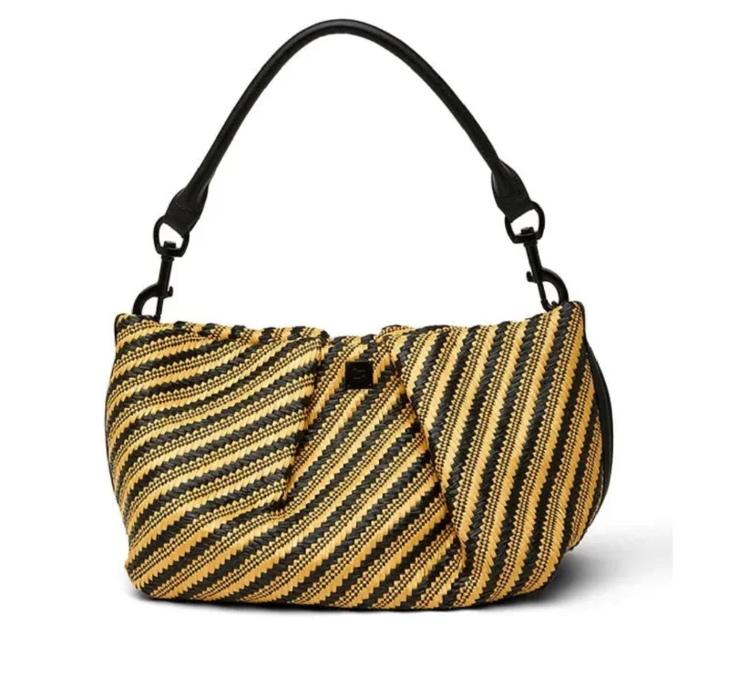 Savannah Striped Raffia Bag In Dune Black