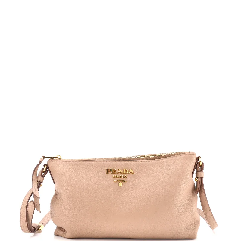 Flat Zip Crossbody Bag Vitello Daino Mini