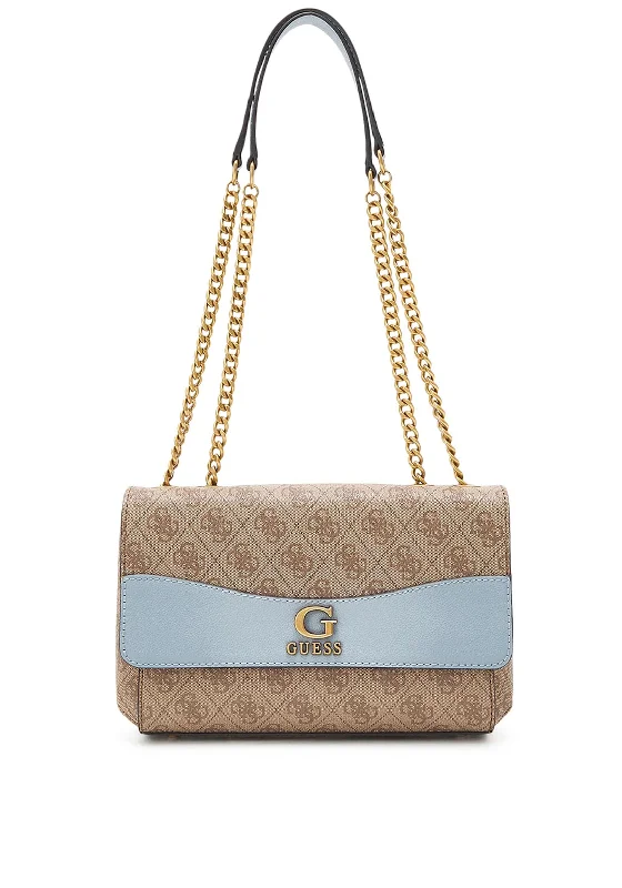 Guess Nell Logo Crossbody Flap Bag, Latte