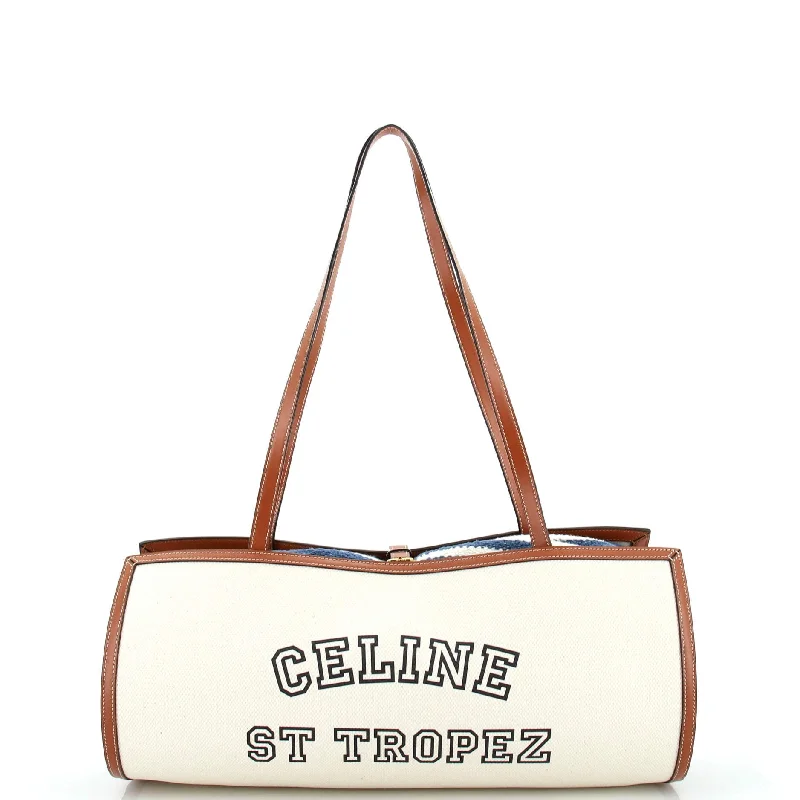 St. Tropez Towel Carrier Tote Bag Canvas with Leather