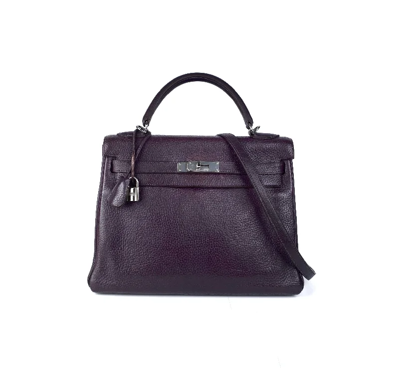 Hermes Kelly 32 Purple Clemence - I Square Stamp