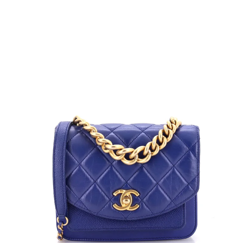 Chain Handle Flap Bag Quilted Calfskin with Caviar Mini