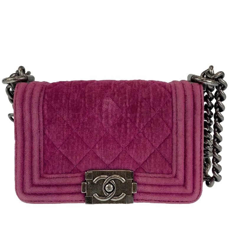 Chanel Boy Matelasse Velvet Leather Shoulder Bag