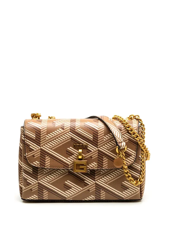 Guess Montreal Logo Flap Over Shoulder Bag, Taupe