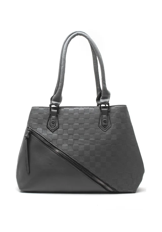 Zen Collection Checkered Shoulder Bag, Grey