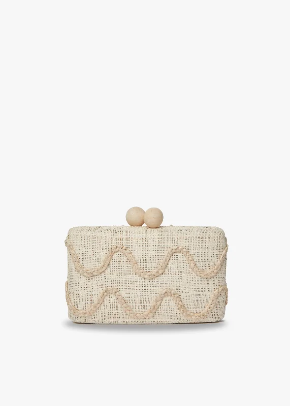 Tierra Embroidered Straw Clutch Bag