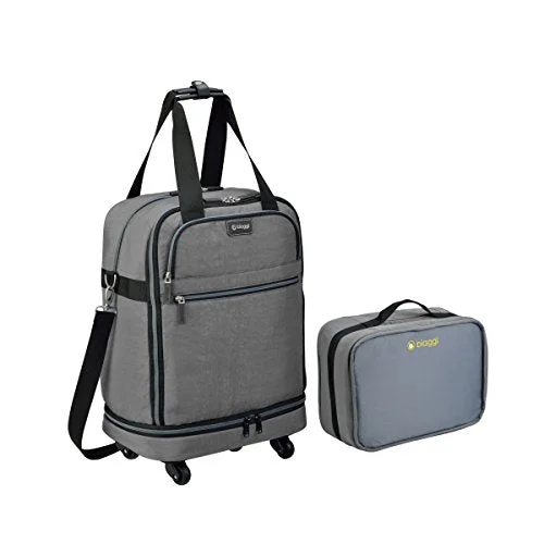 Biaggi Zipsak Micro Fold Spinner Carry-On Suitcase - 22-Inch Luggage - As Seen on Shark Tank - Gray