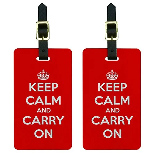 Keep Calm And Carry On Red Luggage Tags Suitcase Carry-On Id Set Of 2