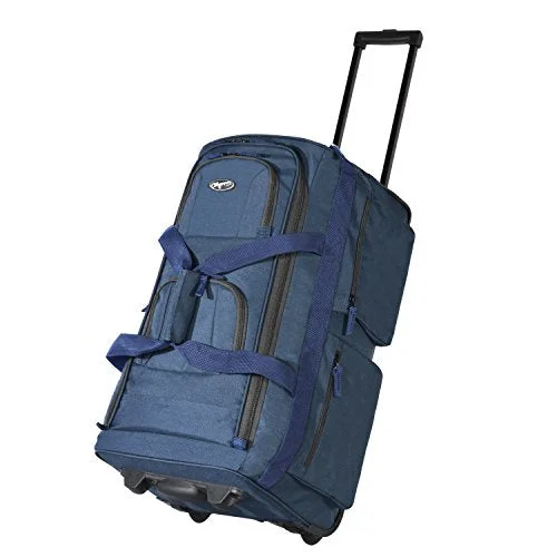 Olympia Luggage 22" 8 Pocket Rolling Duffel Bag (Navy / Gray)