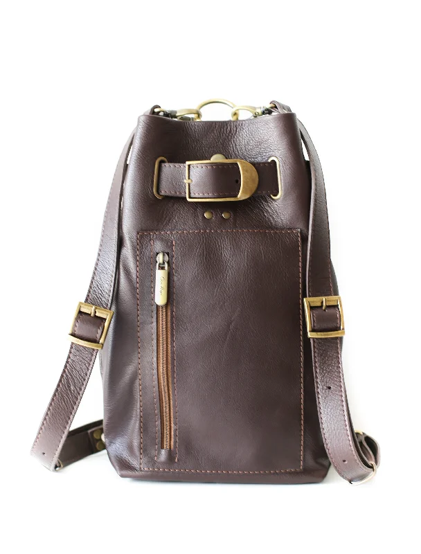 Dark Brown Leather Sling Backpack