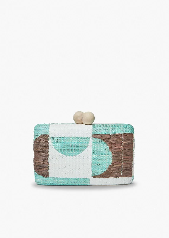 Faye Embroidered Straw Clutch Bag