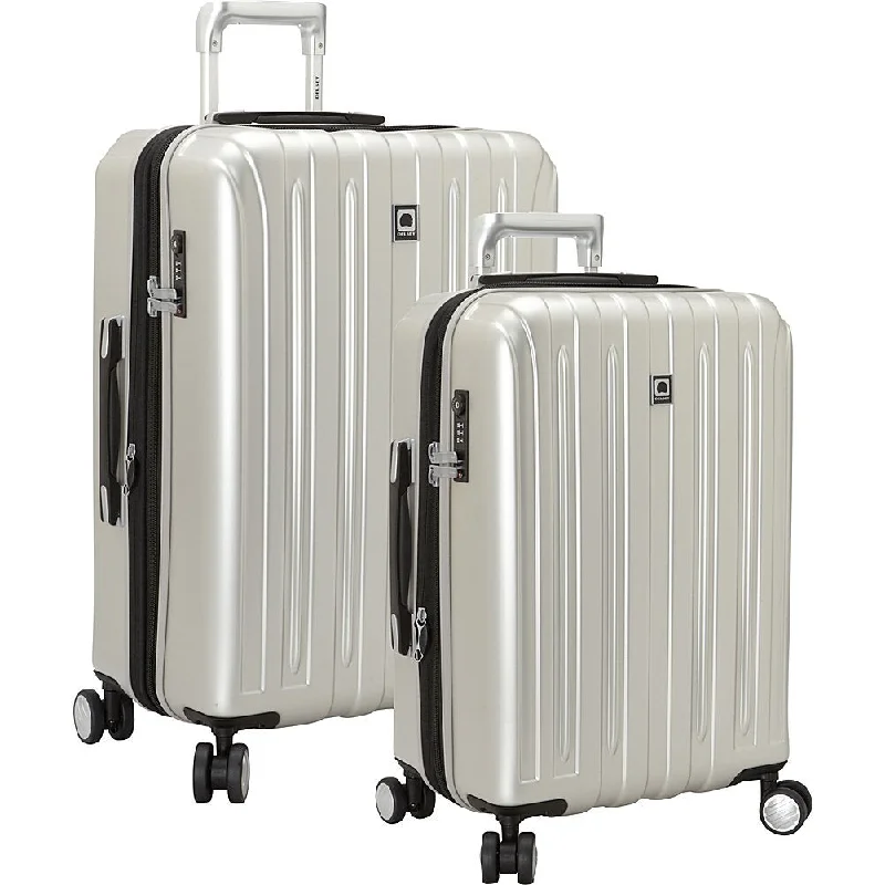 Delsey Luggage Titanium 2 Piece Hardside Spinner Carry on and Check in Set, One Size, Silver