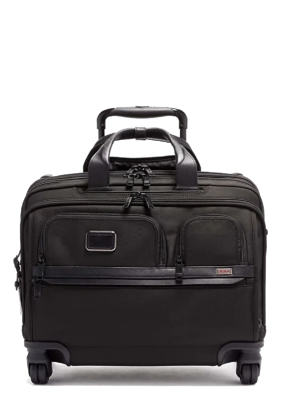 Alpha 3 Deluxe 4 Wheeled Laptop Case Brief -  Black