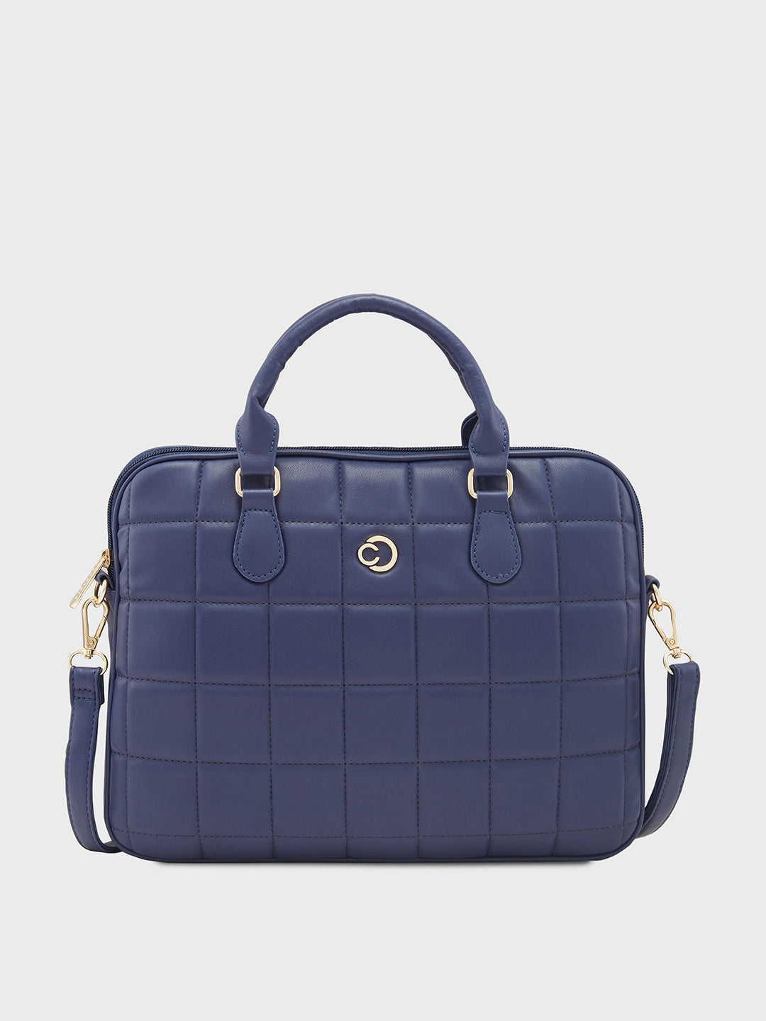 Caprese Braxton Quilted Laptop Sleeve Medium Navy