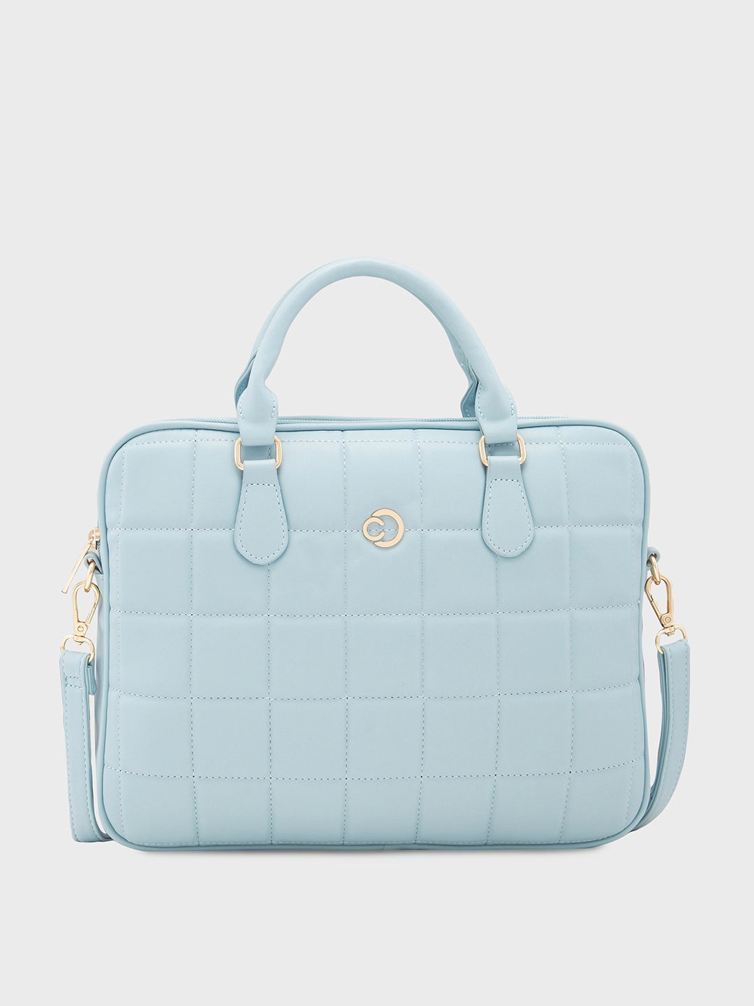 Caprese Braxton Quilted Laptop Sleeve Medium Powder Blue