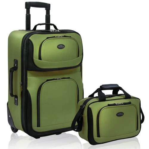 U.S Traveler Rio Carry-On Lightweight Expandable Rolling Luggage Suitcase Set - Green (15-Inch