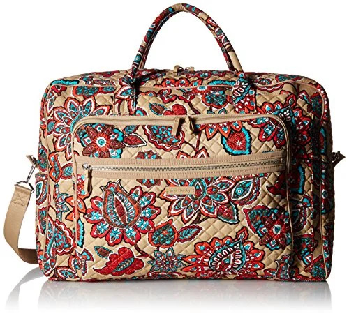 Vera Bradley Iconic Grand Weekender Travel Bag, Signature Cotton, Desert Floral + 1.50 Power