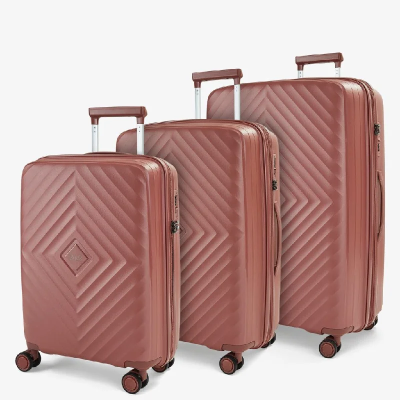 Rock Infinity 3 Piece Expander Hardsided Suitcase Set - Dusty Pink