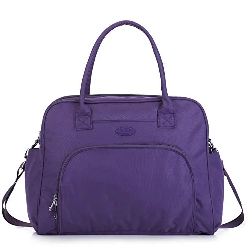 Lily & Drew Carry On Weekender Overnight Travel Shoulder Bag for 15.6 Inch Laptop Computers for Women (Purple)