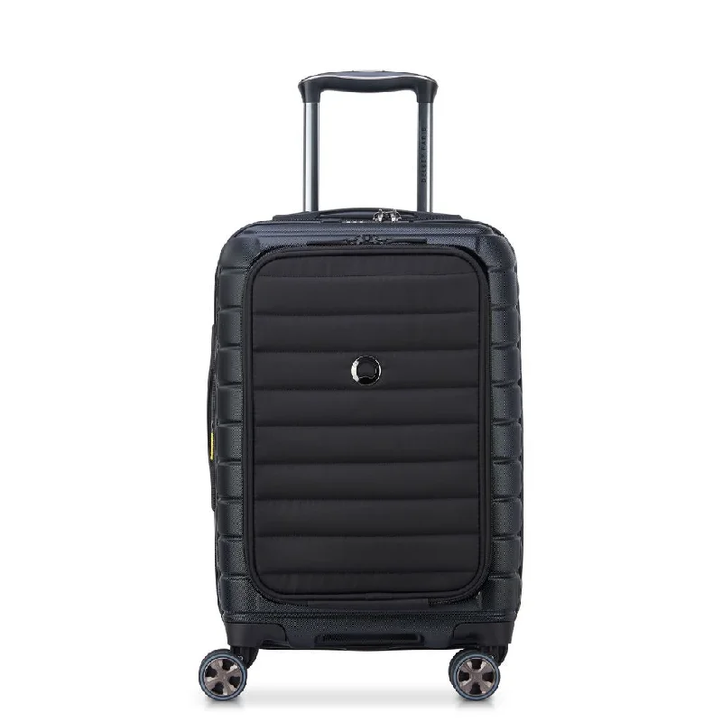 Delsey Shadow 55cm Expandable Carry On Luggage - Black + Laptop Sleeve