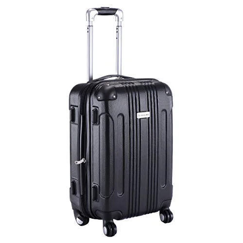 Goplus Globalway Expandable 20" Abs Carry On Luggage Travel Bag Trolley Suitcase (Black)